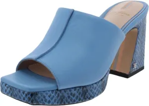 Sam Edelman Wilton True Blue Block Heeled Slip On Squared Open Toe Mules