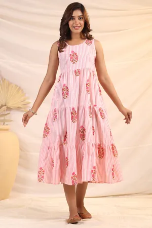 Shuddhi  White And Pink Tier Dress