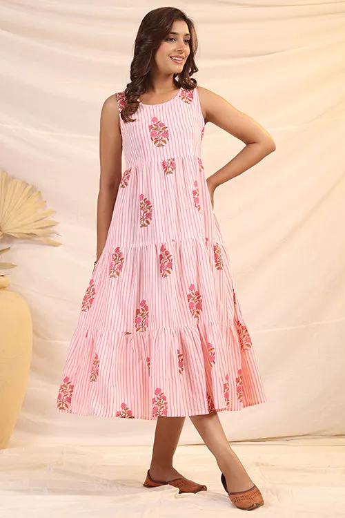 Shuddhi  White And Pink Tier Dress