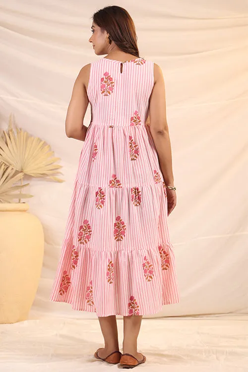 Shuddhi  White And Pink Tier Dress
