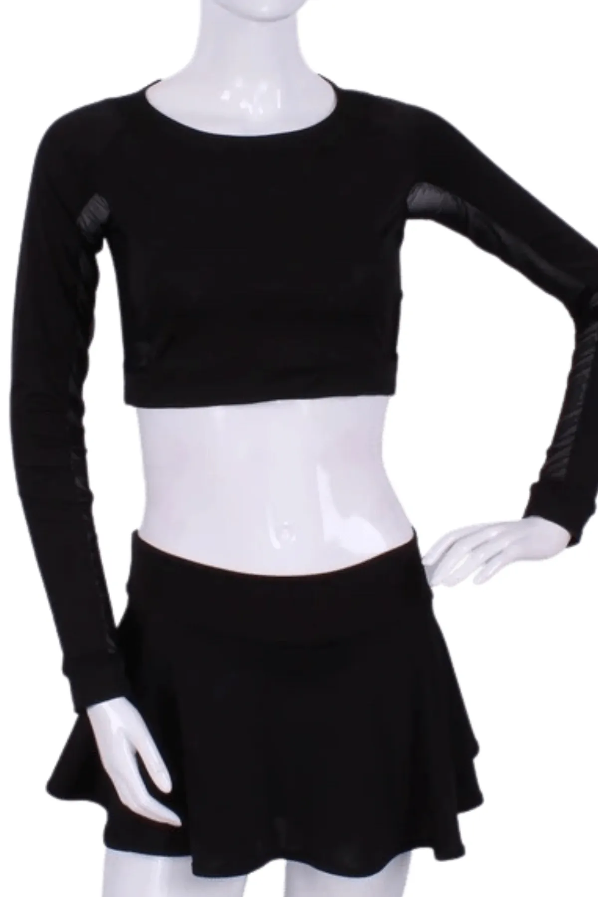 Soft Black   Black Mesh Crop Top