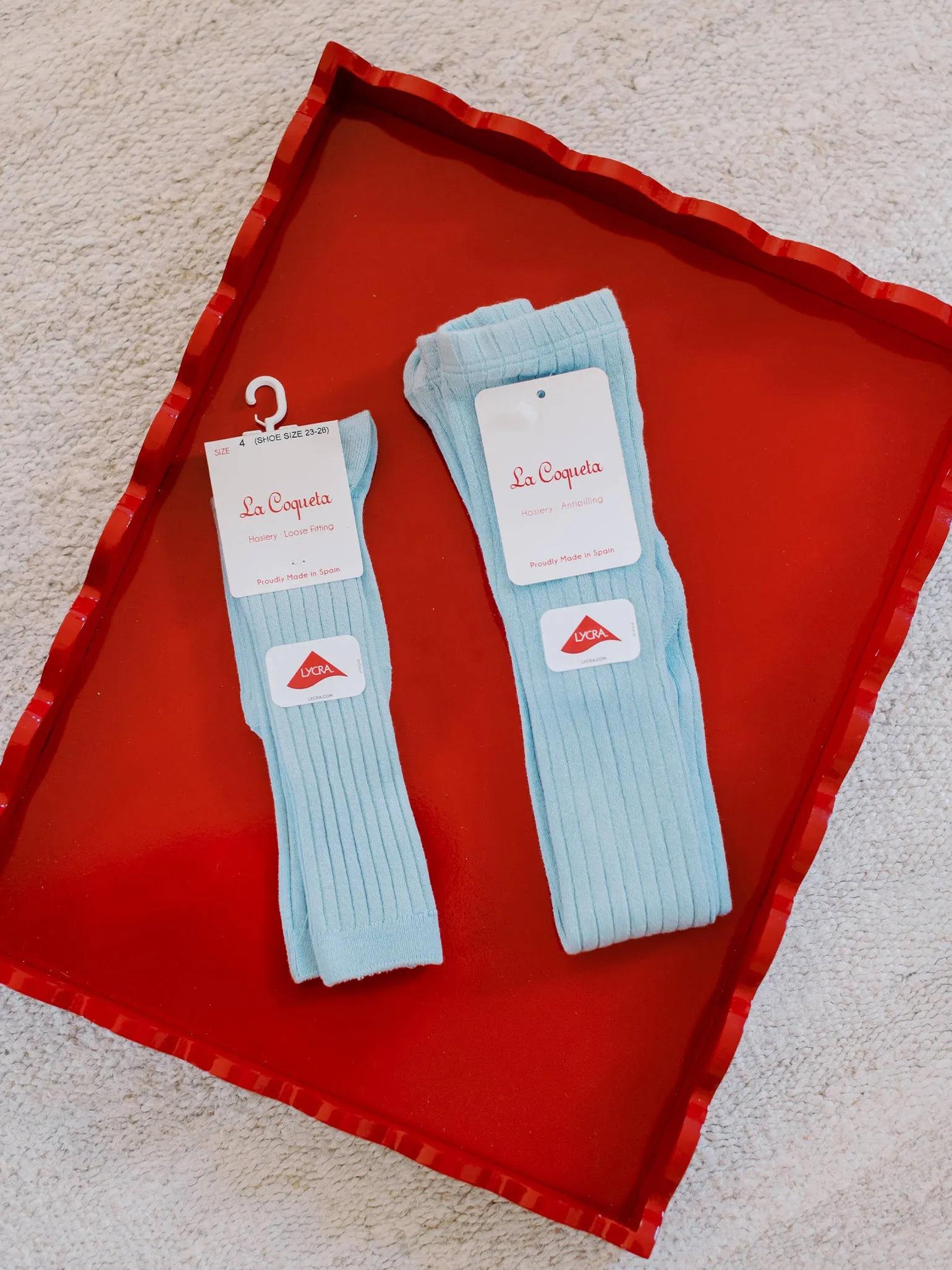 Soft Blue Ribbed Knee High Kids Socks