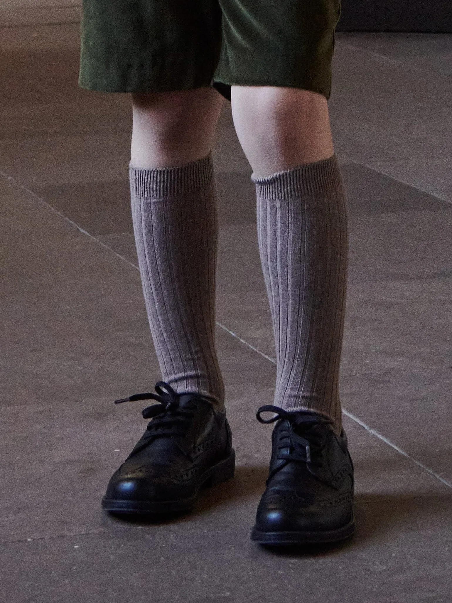 Soft Brown Ribbed Knee High Kids Socks