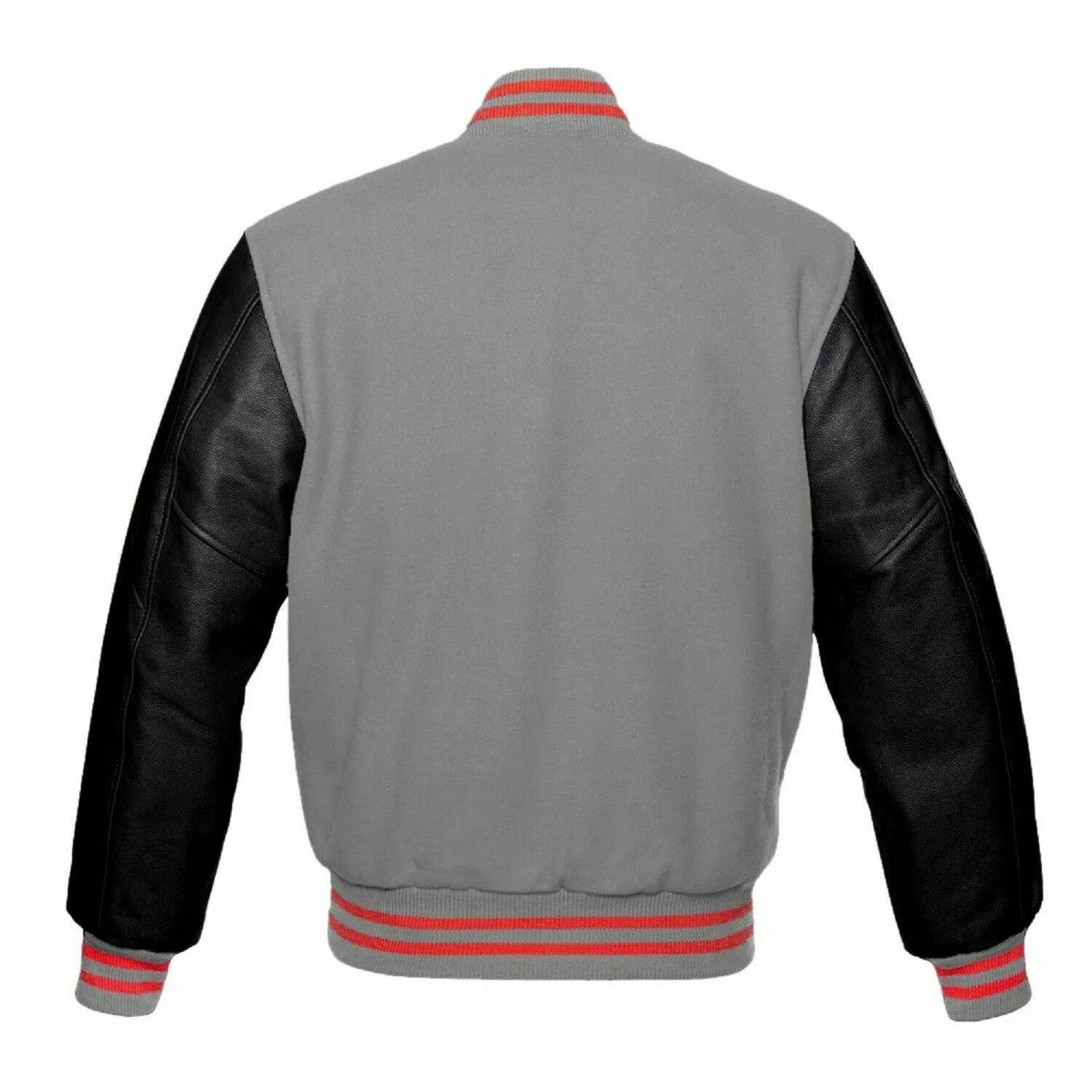 Spine Spark Gray Wool Varsity Jacket Jacket Black Leather Sleeves