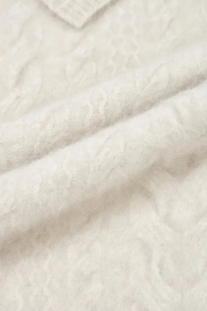 Stellar Handcrafted Buttons Collared Sweater in Arctic Fox Down Knit
