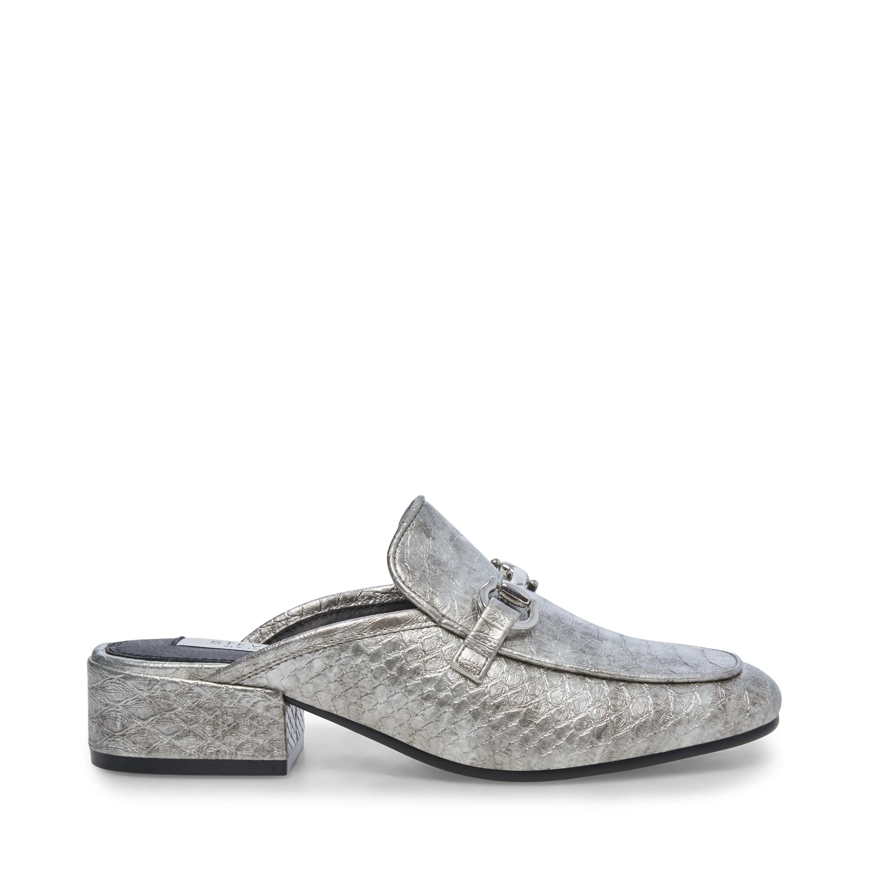 Steve Madden Women's Jalon Almond toe Slip-on Mule PEWTER Snake