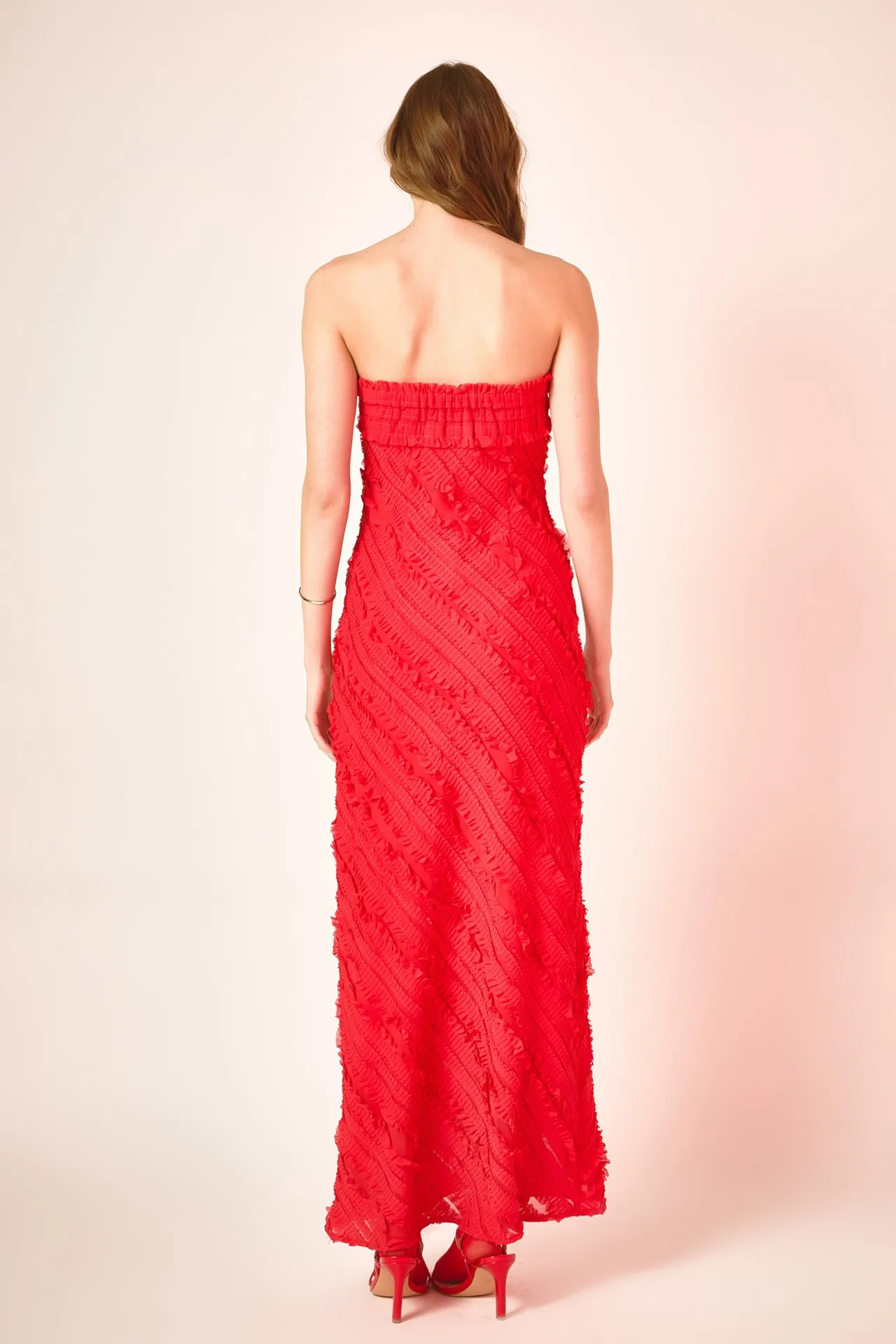 Strapless Ruffled Maxi Dress