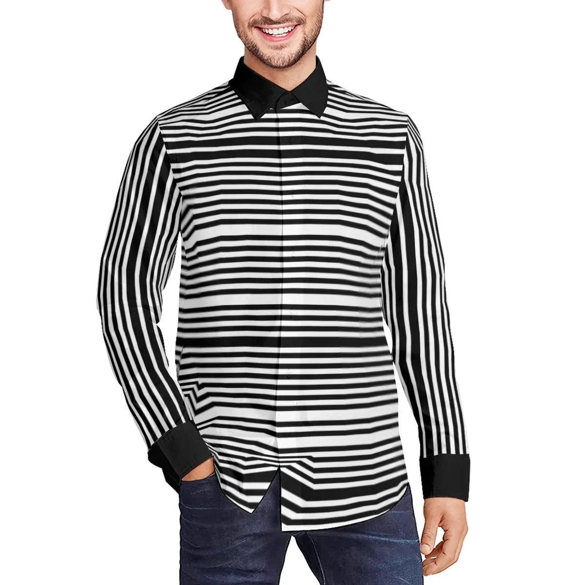 Stripe Shirt Men, Black Stripe Shirt, Black and White Stripe Shirt, Dress Shirt Men, Stripe Top Men, Men's Stripe Shirt,Men's Button Down
