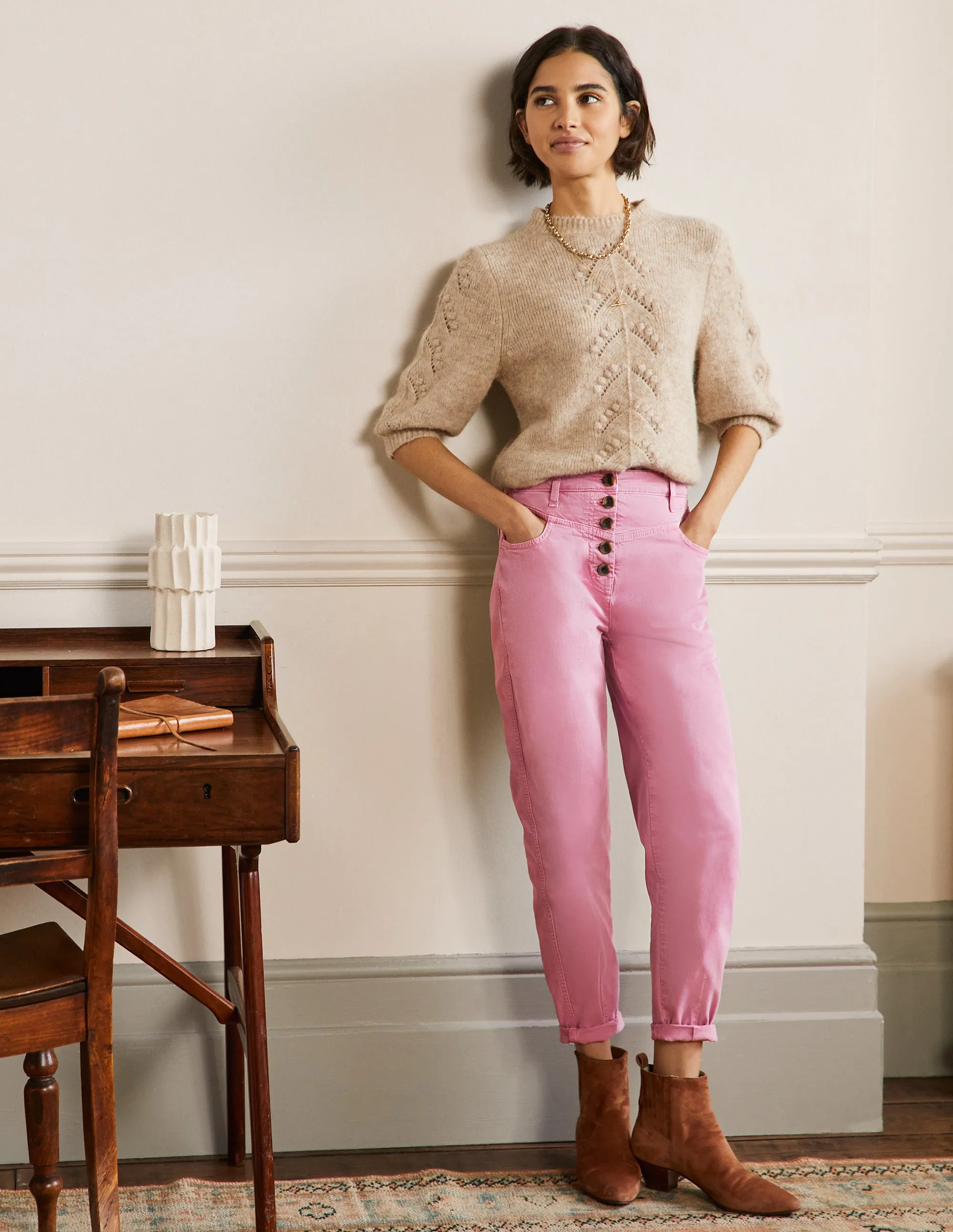 Tapered Chino Trousers-Cherry Smoothie