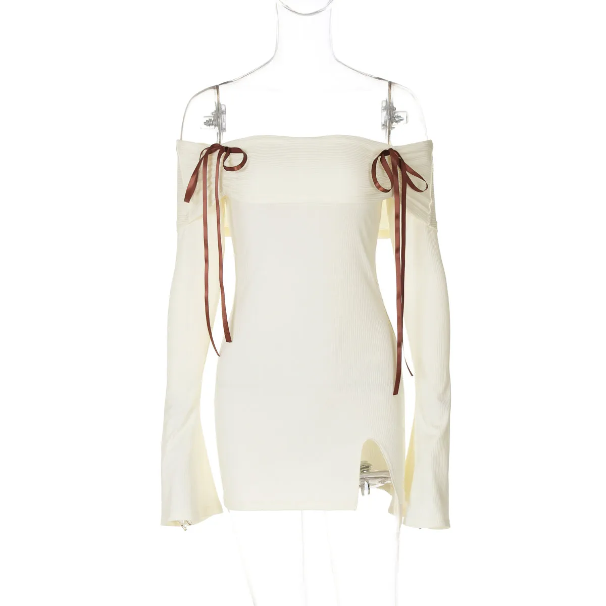 Vvsha Marley Off-Shoulder Ribbon Mini Dress