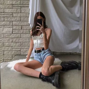White Satin Ruched Lace up Crop Top