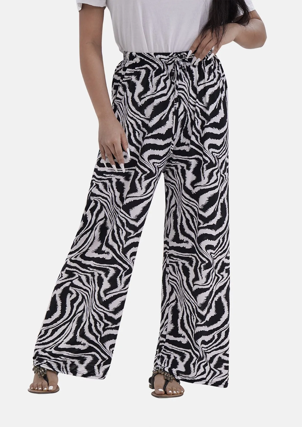 Wide Leg Trousers With Elasticated Waist