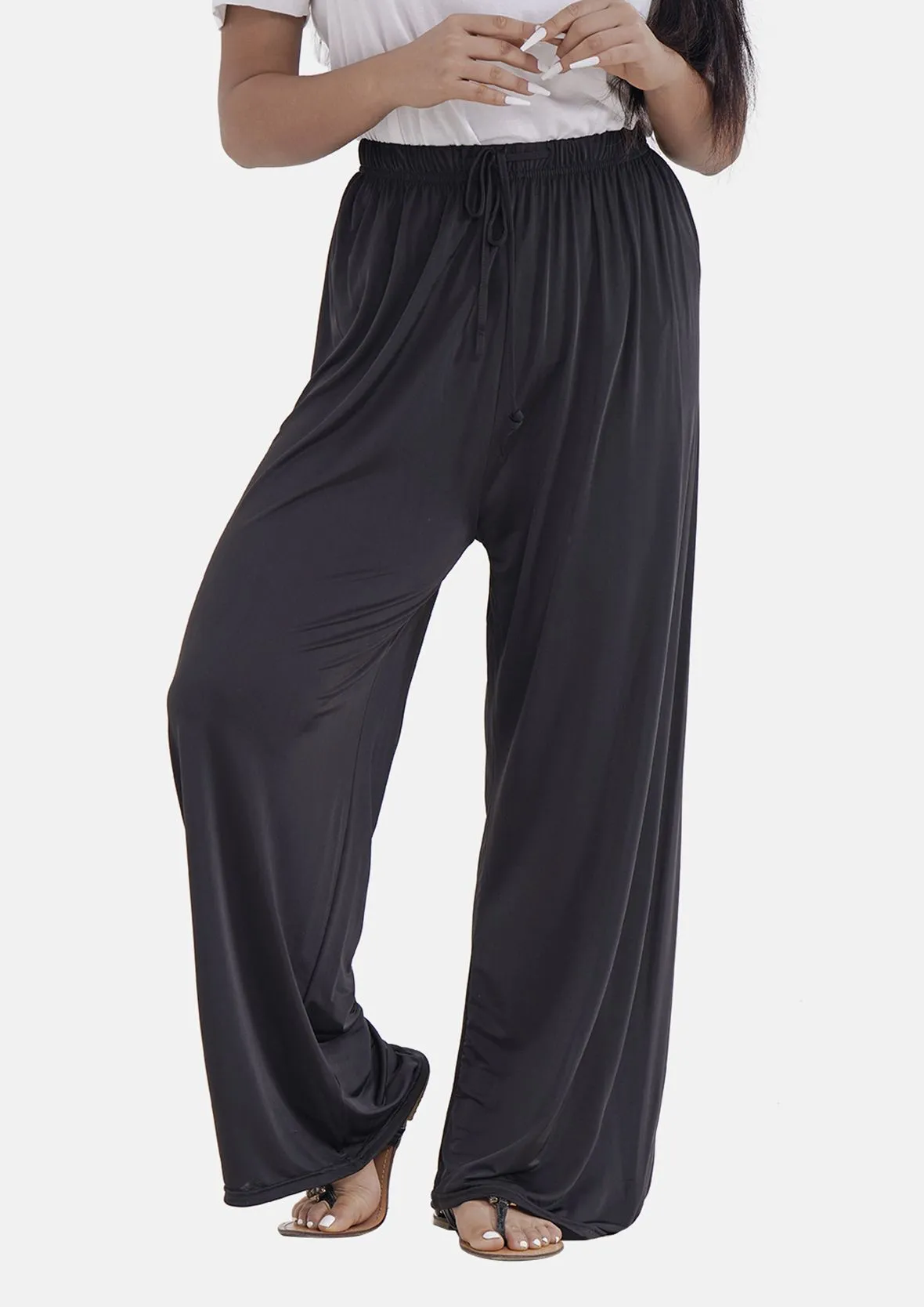 Wide Leg Trousers With Elasticated Waist