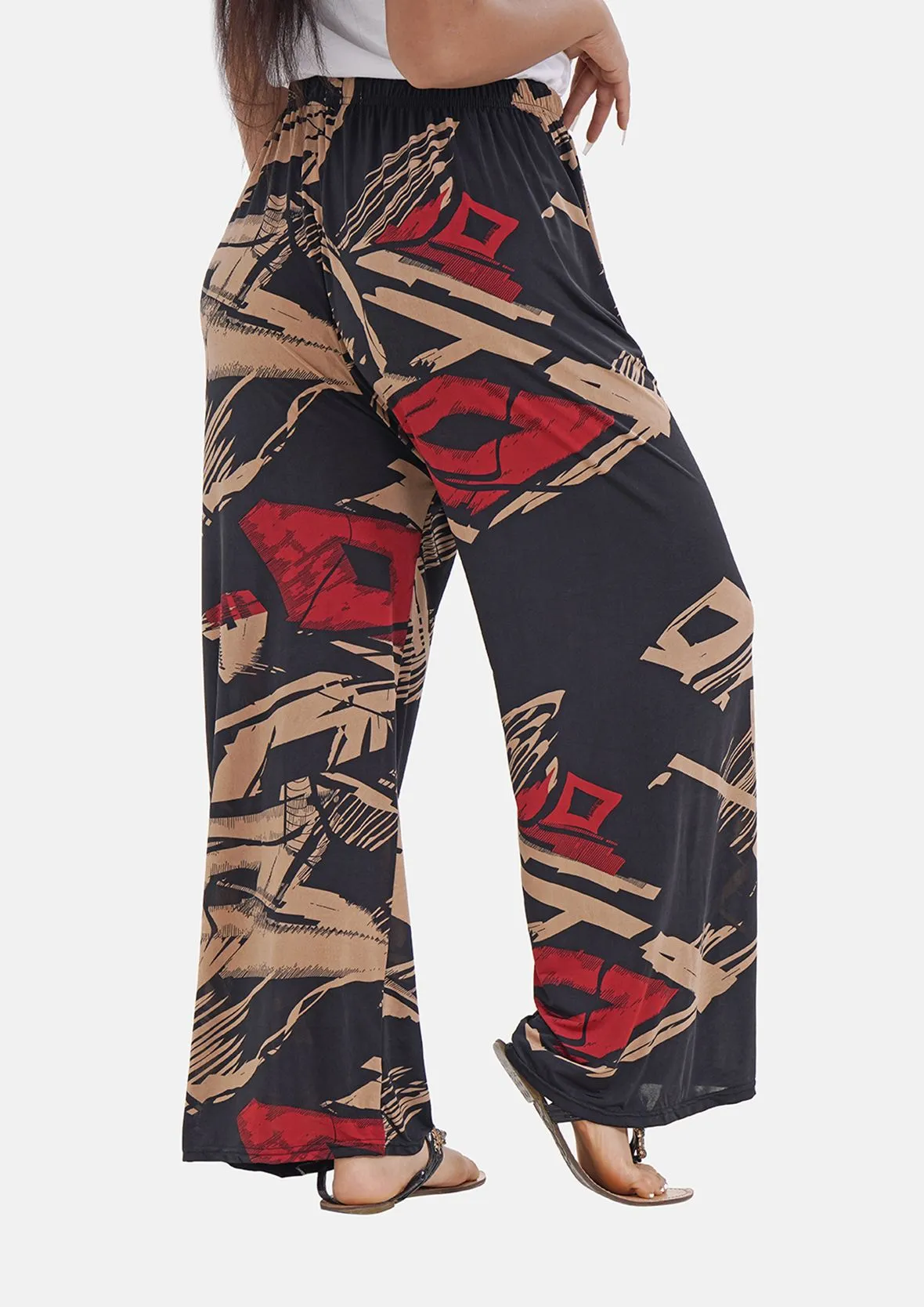 Wide Leg Trousers With Elasticated Waist