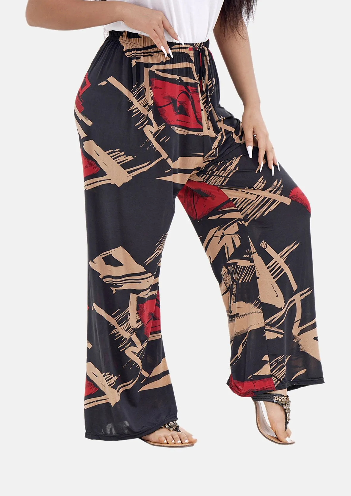 Wide Leg Trousers With Elasticated Waist