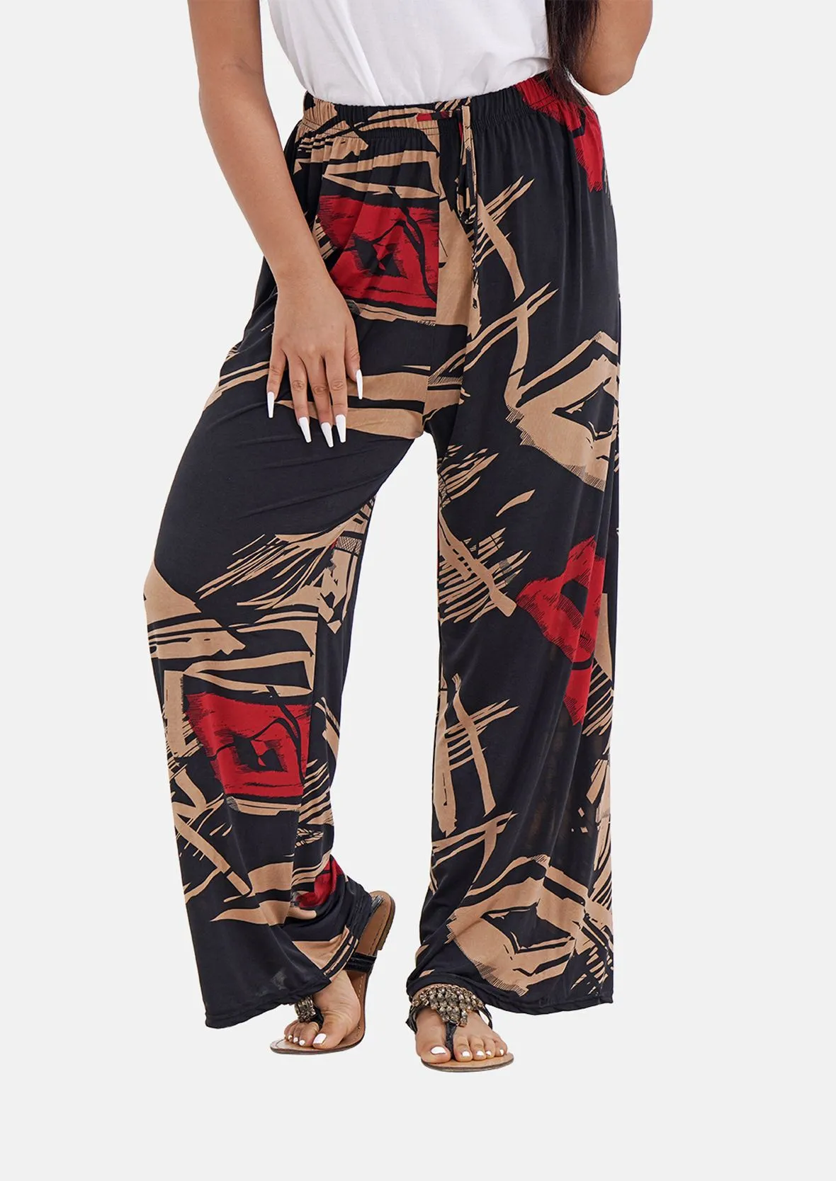 Wide Leg Trousers With Elasticated Waist