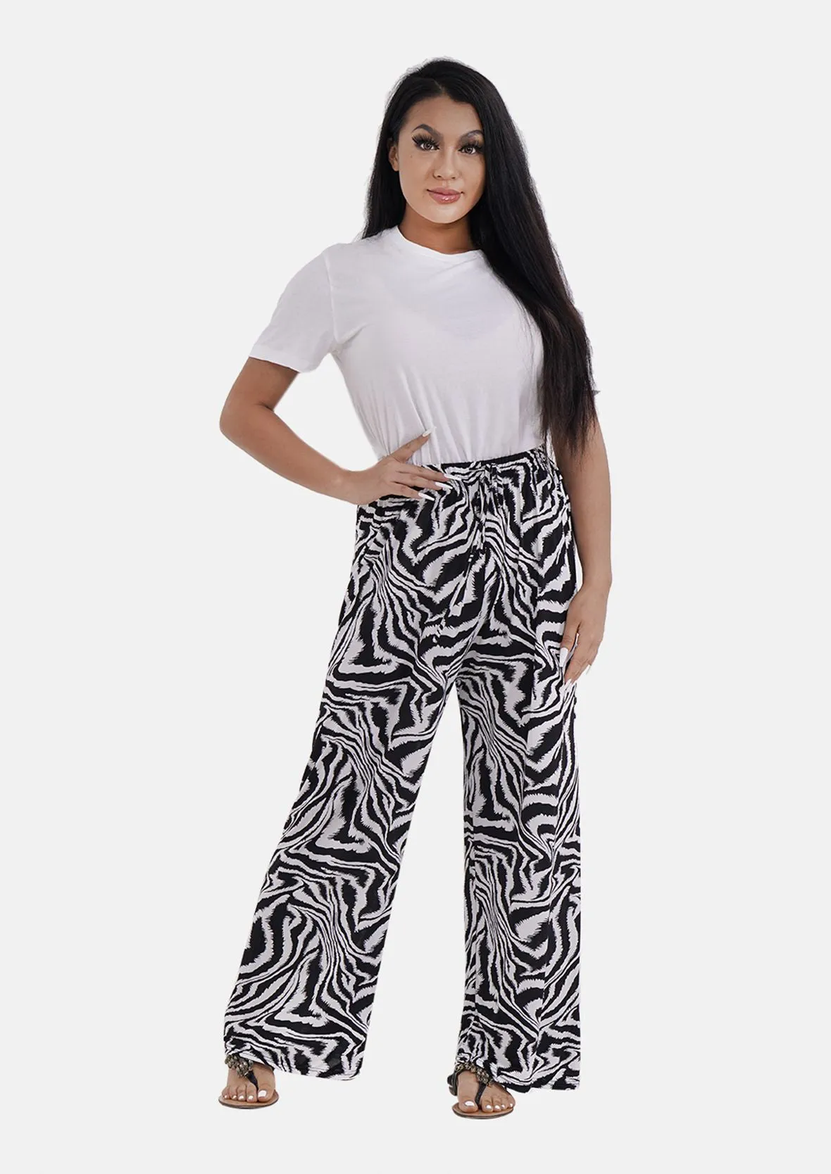Wide Leg Trousers With Elasticated Waist
