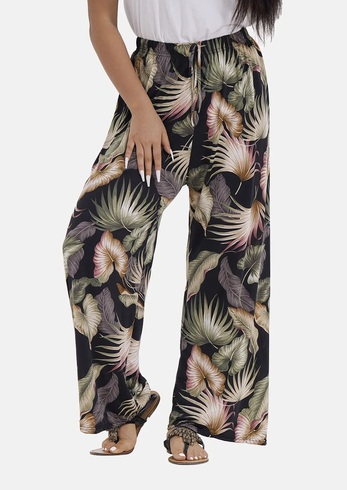 Wide Leg Trousers With Elasticated Waist