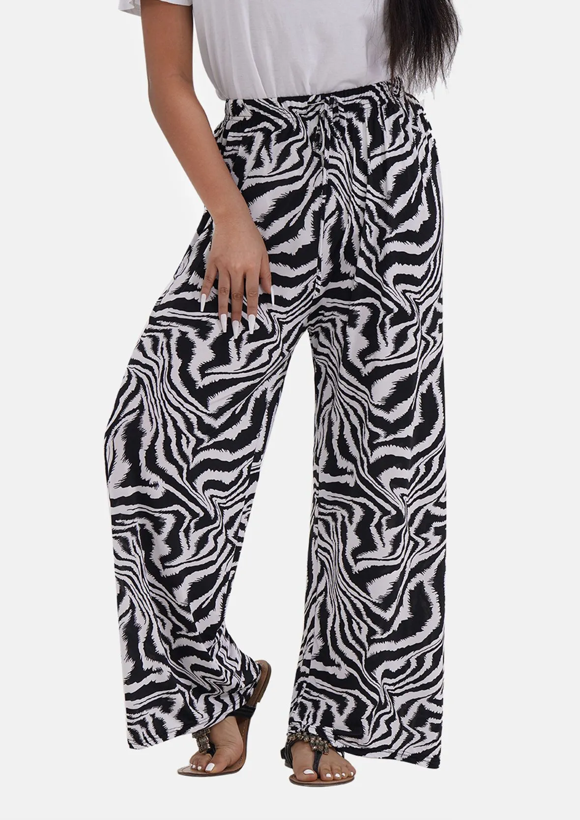 Wide Leg Trousers With Elasticated Waist