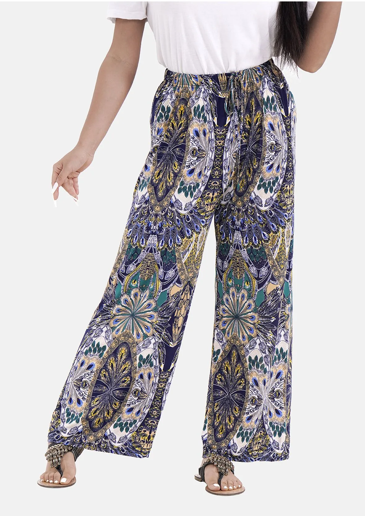 Wide Leg Trousers With Elasticated Waist