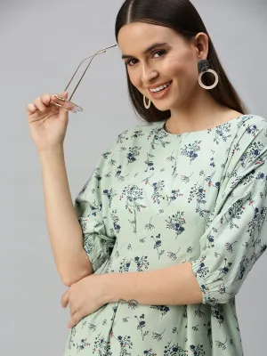 Women Green Printed A-Line Dress