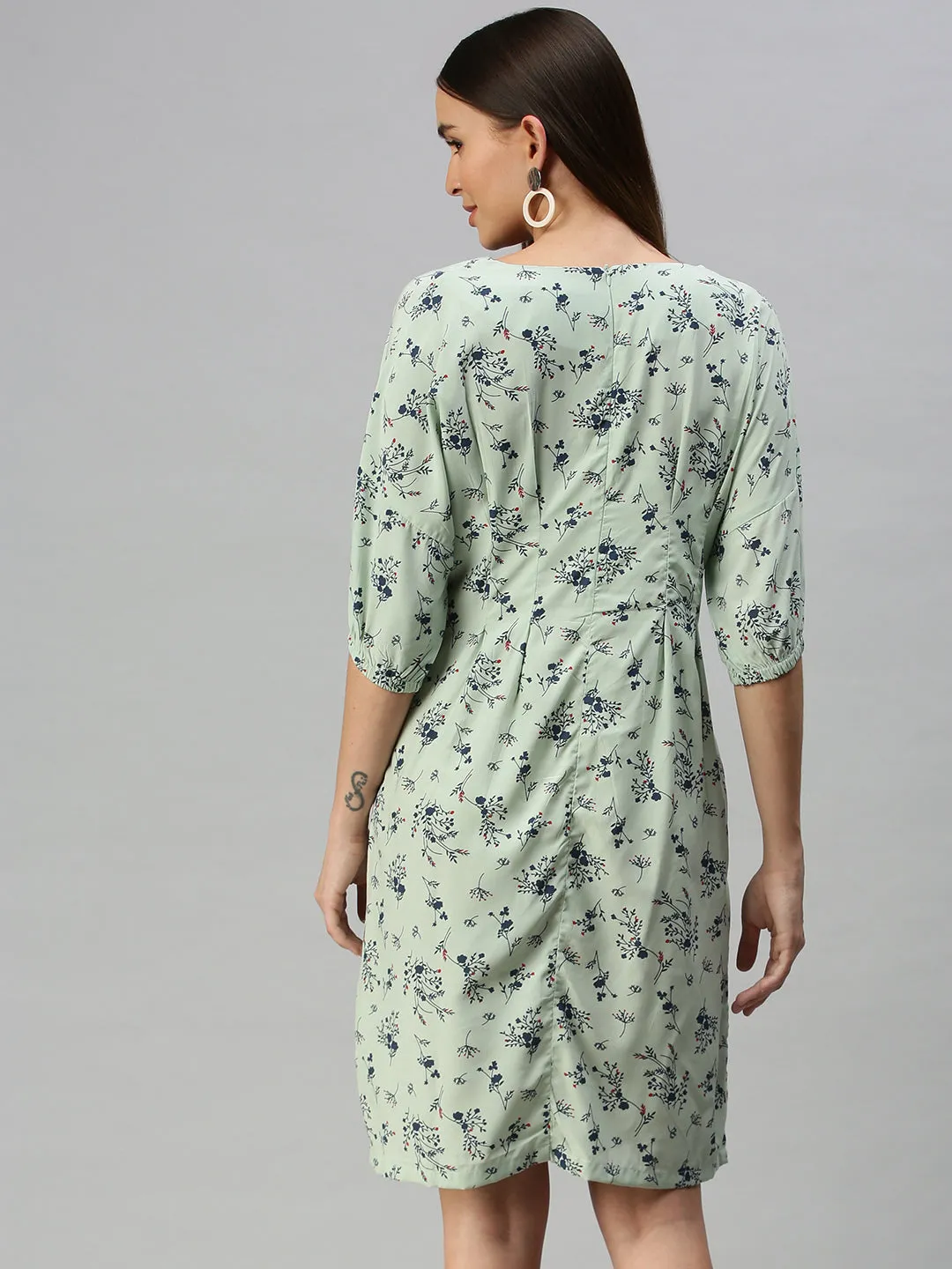 Women Green Printed A-Line Dress
