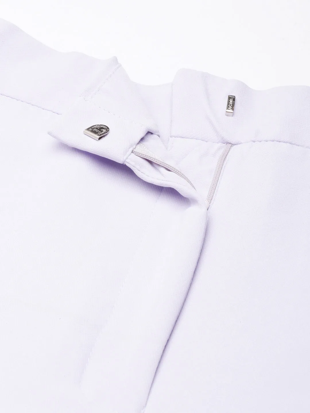 Women Solid Lavender Parallel Trousers