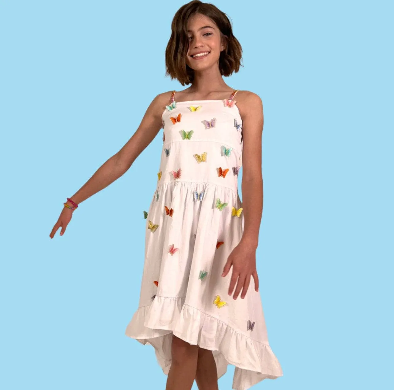 Women's 3D Rainbow Butterfly High Low Dress