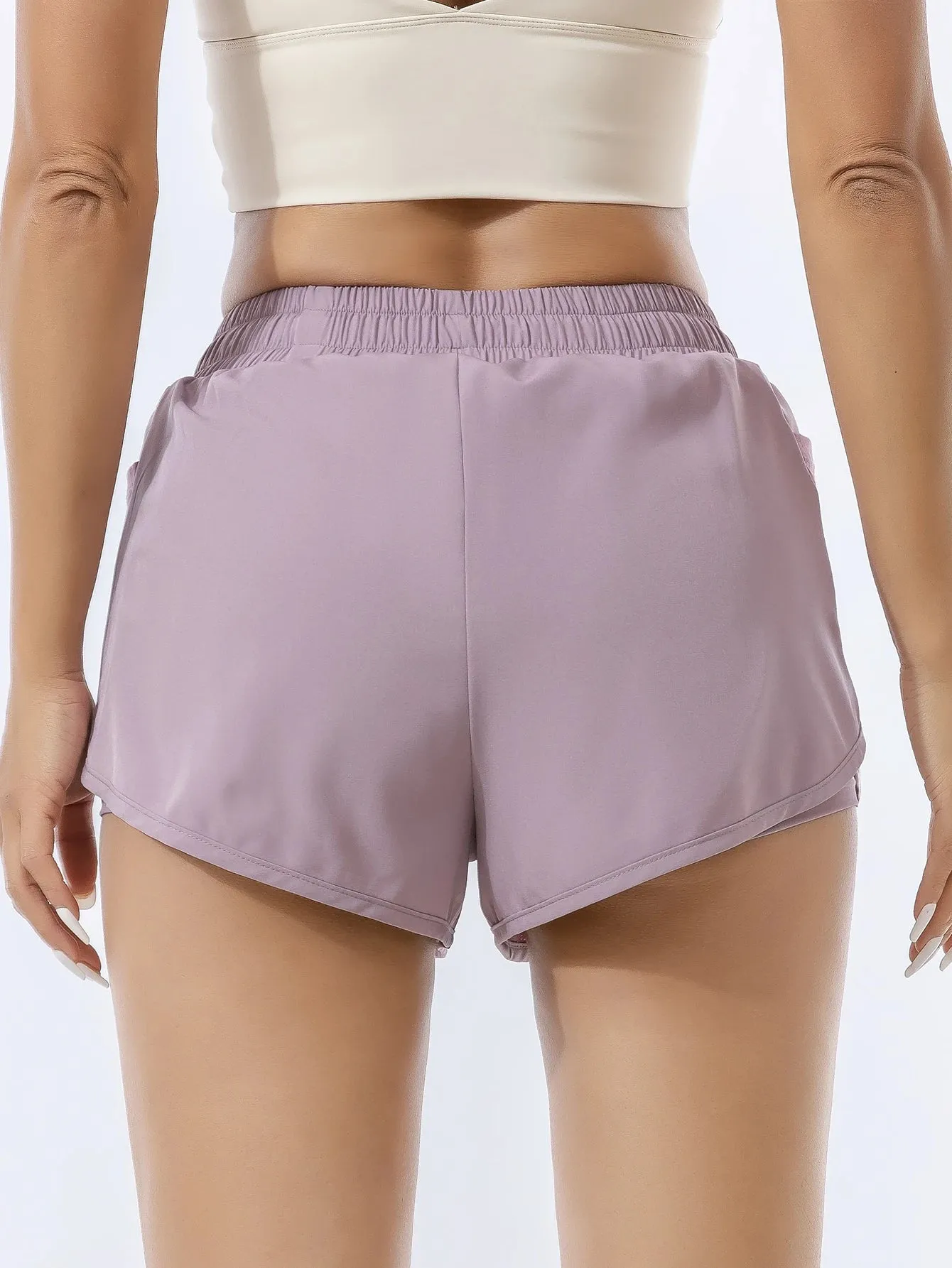 Women's Double Layered Quick-Dry Athletic Shorts for Outdoor Leisure and Fitness Workouts