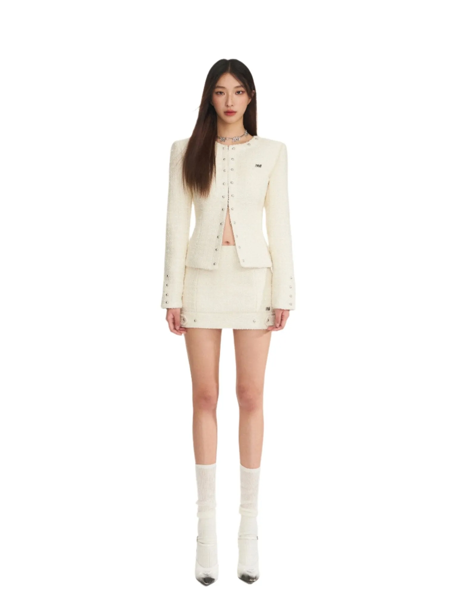 Woolen Coat White Knight Chanel Style Suit