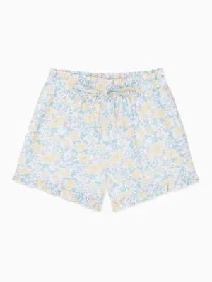 Yellow Floral Flores Girl Cotton Shorts
